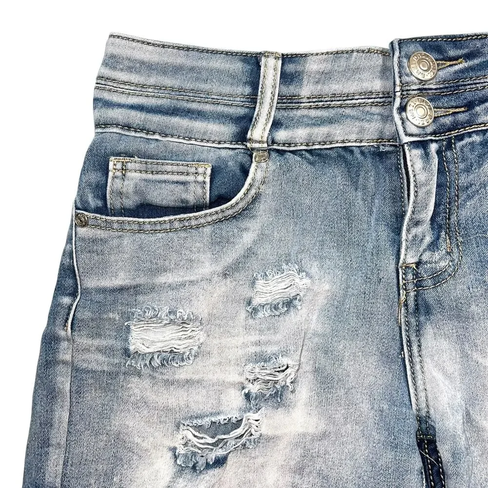 DAZL Womens Denim Blue Jean Shorts Acid Wash Distressed Size 7